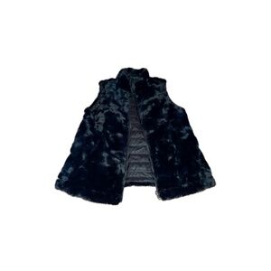 Black Reversible Puffer/Fluffy No Sleeve Jacket